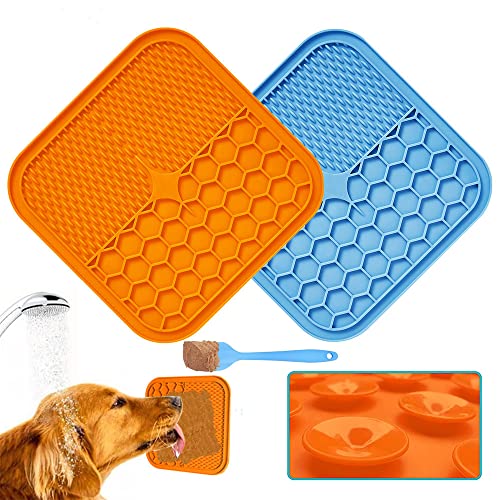 ZMJYH Cuenco de Perro Cuenco, Cuenco de alimentación Lentamente ad Almohadilla de alimentación para Perros Licky Mat de alimentación Gatos Perros Lamiendo Mat Mater,Naranja,21×21× 1CM