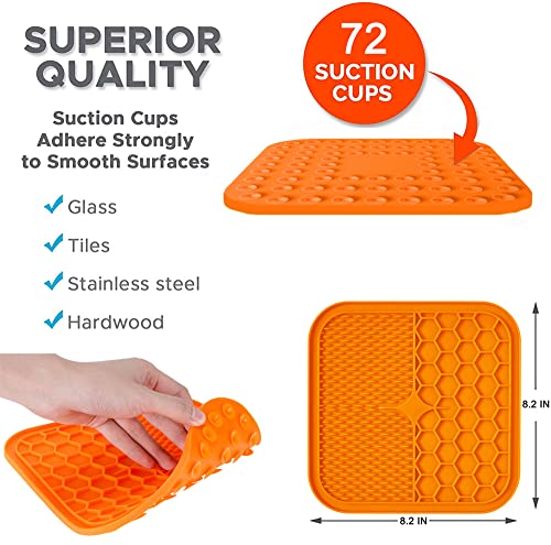 ZMJYH Cuenco de Perro Cuenco, Cuenco de alimentación Lentamente ad Almohadilla de alimentación para Perros Licky Mat de alimentación Gatos Perros Lamiendo Mat Mater,Naranja,21×21× 1CM