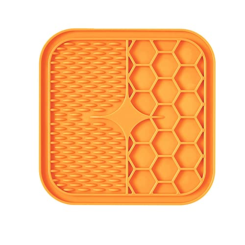 ZMJYH Cuenco de Perro Cuenco, Cuenco de alimentación Lentamente ad Almohadilla de alimentación para Perros Licky Mat de alimentación Gatos Perros Lamiendo Mat Mater,Naranja,21×21× 1CM