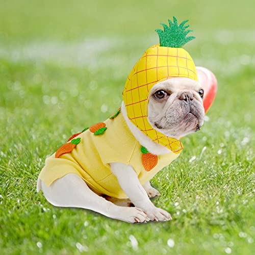 ZMKY Disfraz de piña para perro, gorro de invierno para perro, bonito disfraz de frutas para perros pequeños, disfraz de fiesta de cachorros, disfraz de Halloween, Navidad, ropa para perros y mascotas