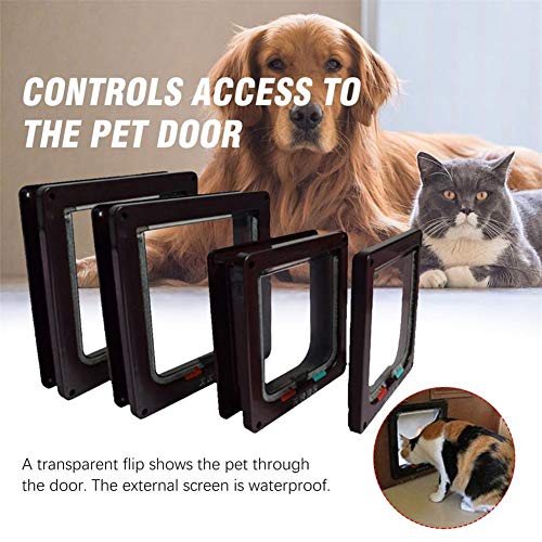 Zongha Gatera para Puerta Gateras para Gatos Puerta de Escalera con Solapa de Gato Inteligente Cat Flap Puerta para Mascotas Pequeño Gato Solapa Brown,S