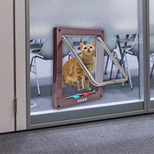 Zongha Gatera para Puerta Gateras para Gatos Puerta de Escalera con Solapa de Gato Inteligente Cat Flap Puerta para Mascotas Pequeño Gato Solapa Brown,S
