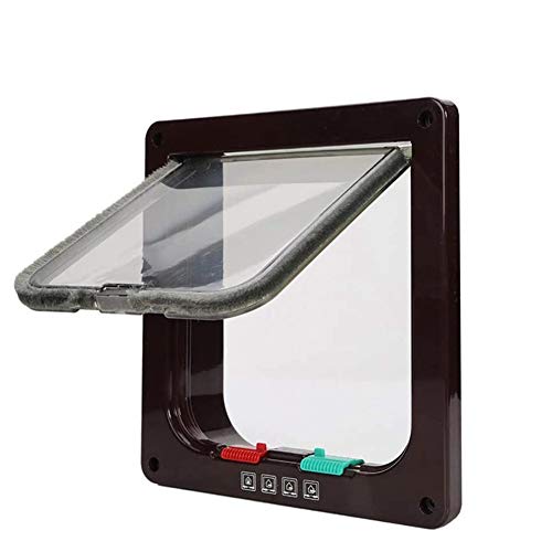 Zongha Gatera para Puerta Gateras para Gatos Puerta de Escalera con Solapa de Gato Inteligente Cat Flap Puerta para Mascotas Pequeño Gato Solapa Brown,S