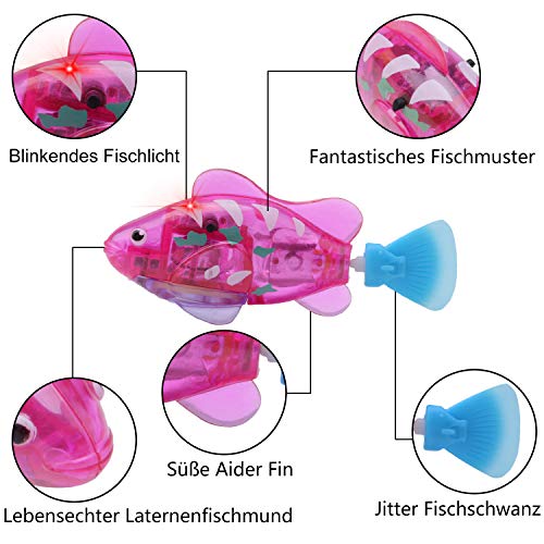 ZOYLINK 4PCS Juguete para Gatos Creativo LED Agua Activado Natación Peces Juguete Gato Juguete Interactivo