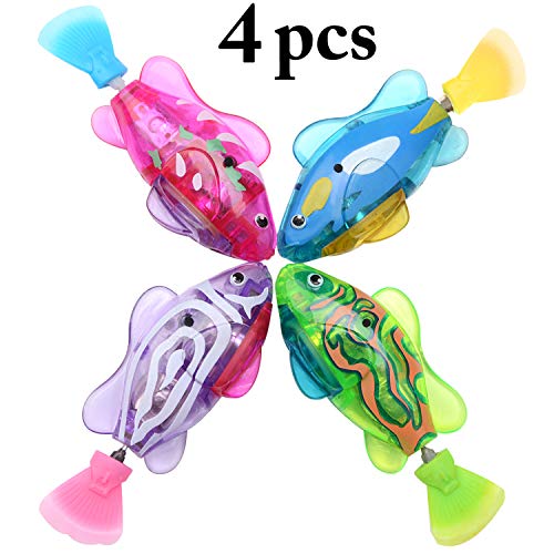 ZOYLINK 4PCS Juguete para Gatos Creativo LED Agua Activado Natación Peces Juguete Gato Juguete Interactivo