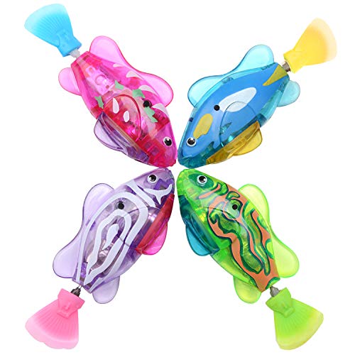 ZOYLINK 4PCS Juguete para Gatos Creativo LED Agua Activado Natación Peces Juguete Gato Juguete Interactivo