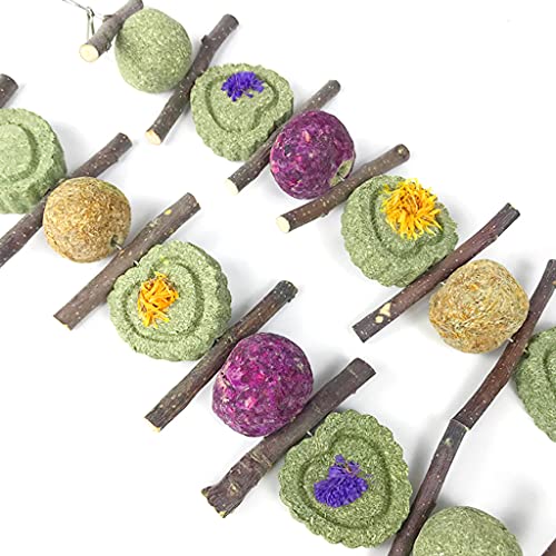 zrshygs Dientes de Animales Juguetes molares hámster Conejo Ramas de árboles Bola de Hierba Suministros de molienda para Mascotas pequeñas Pastel de Regaliz