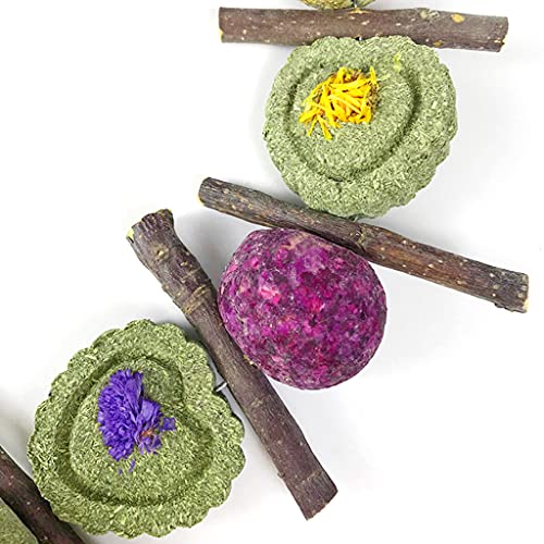zrshygs Dientes de Animales Juguetes molares hámster Conejo Ramas de árboles Bola de Hierba Suministros de molienda para Mascotas pequeñas Pastel de Regaliz
