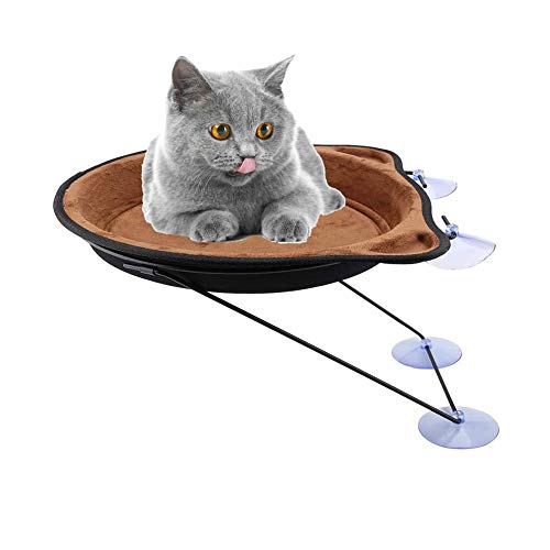 ZTGHS Hamaca para Gatos Cama De Percha para Gatos Montada En La Ventana con Ventosa Tumbona para Ahorrar Espacio Nido Colgante Asiento De Descanso Casa para Mascotas,Marrón