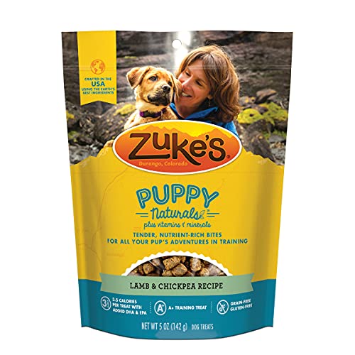 Zuke's Puppy Naturals Puppy Treats Receta de Cordero y garbanzo, Bolsa de 5 onzas