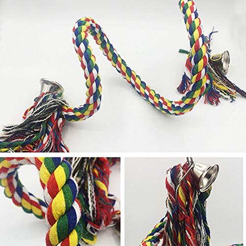 Zunbo 1 x juguete colgante flexible para pájaros, hecho de cuerda para loros, 1 m, juguete con espiral para columpio para loro, multicolor