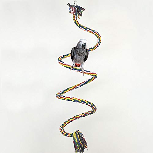 Zunbo 1 x juguete colgante flexible para pájaros, hecho de cuerda para loros, 1 m, juguete con espiral para columpio para loro, multicolor