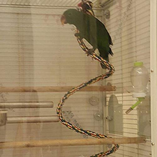 Zunbo 1 x juguete colgante flexible para pájaros, hecho de cuerda para loros, 1 m, juguete con espiral para columpio para loro, multicolor