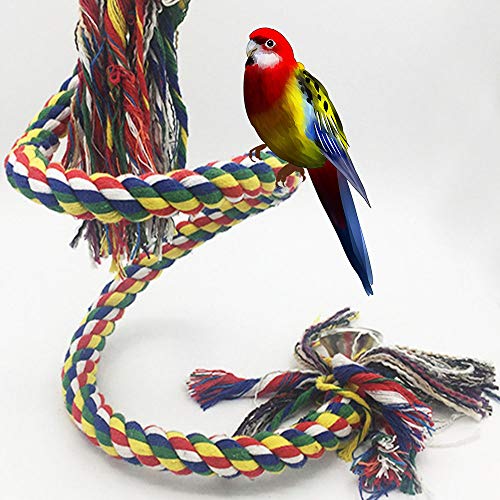 Zunbo 1 x juguete colgante flexible para pájaros, hecho de cuerda para loros, 1 m, juguete con espiral para columpio para loro, multicolor