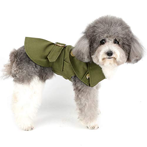 ZUNEA Abrigo Invierno para Perros Pequeños Abrigado para Cachorros Estilo Británico Ropa de Clima frío a Prueba de Viento Ropa para Mascotas Perros Chihuahua Yorkshire Verde S