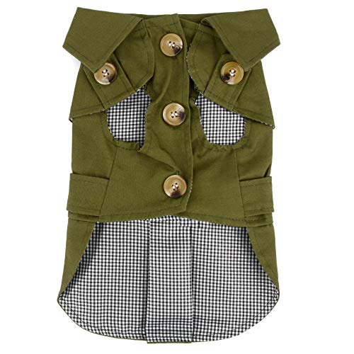 ZUNEA Abrigo Invierno para Perros Pequeños Abrigado para Cachorros Estilo Británico Ropa de Clima frío a Prueba de Viento Ropa para Mascotas Perros Chihuahua Yorkshire Verde S