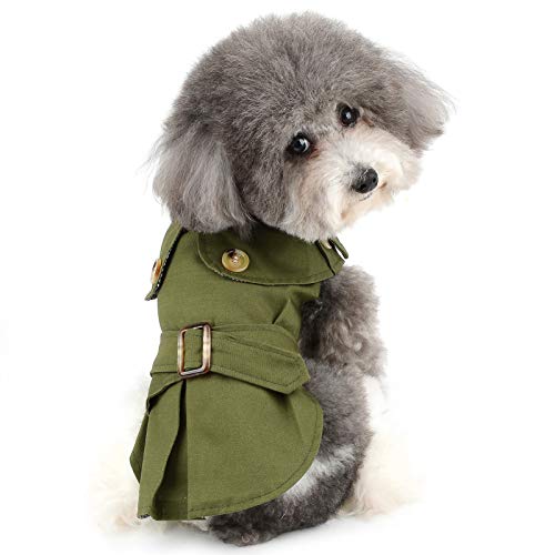 ZUNEA Abrigo Invierno para Perros Pequeños Abrigado para Cachorros Estilo Británico Ropa de Clima frío a Prueba de Viento Ropa para Mascotas Perros Chihuahua Yorkshire Verde S