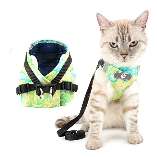 Zunea Arnés Gato Correa Antifugas Ajustable Anti Tirones Cómodo Chaleco Arneses para Perros Pequeños Reflecantes Más Seguridad en Noche, para Gatito Chihuahua Cachorros, Amarillo L