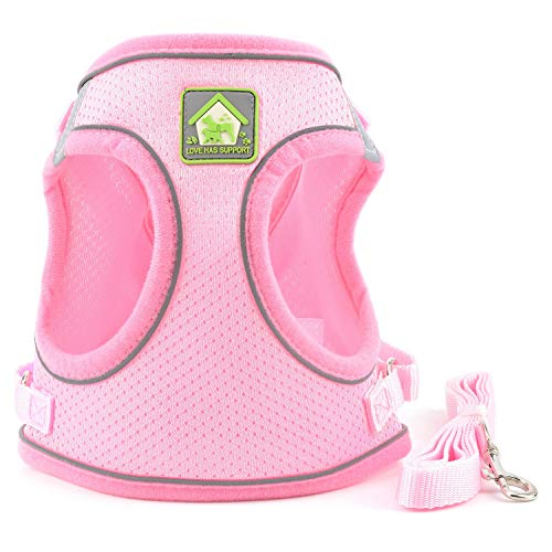 ZUNEA Arnés para Perro Pequeño Antitirones Ajustable Reflectante Arnés de Malla Suave Chaleco Gatos Arné Antifugas, Tamaños para Mascotas Perros Cachorro Chihuahua Rosa M