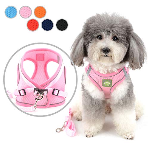 ZUNEA Arnés para Perro Pequeño Antitirones Ajustable Reflectante Arnés de Malla Suave Chaleco Gatos Arné Antifugas, Tamaños para Mascotas Perros Cachorro Chihuahua Rosa M