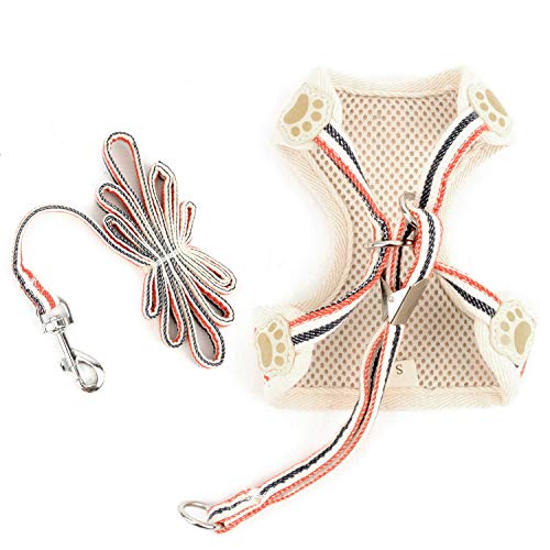 ZUNEA Arnés Perro Pequeño Antitirones Ajustable Arnés y Correa a Rayas Chaleco de Esmoquin con Pajarita para Cachorros Arnés Acolchado de Malla para Gatos Antifugas para Caminar Rojo XL