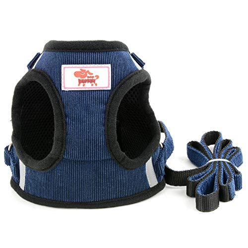 Zunea - Arnés y correa para perros pequeños, ajustable, reflectante, chaleco arnés de pana suave para gatos, cachorros, chihuahuas