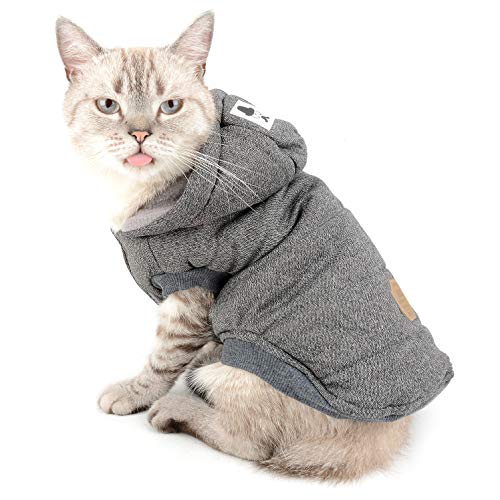 ZUNEA Chaleco de Perro pequeño Abrigo de Lana Forrada Abrigo de Invierno cálido Chaqueta de Cachorro con Capucha a Prueba de Viento Mascota de Chihuahua Ropa Ropa de Perrito Prendas de Vestir Gris S