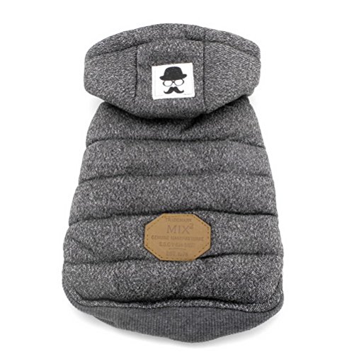 ZUNEA Chaleco de Perro pequeño Abrigo de Lana Forrada Abrigo de Invierno cálido Chaqueta de Cachorro con Capucha a Prueba de Viento Mascota de Chihuahua Ropa Ropa de Perrito Prendas de Vestir Gris S