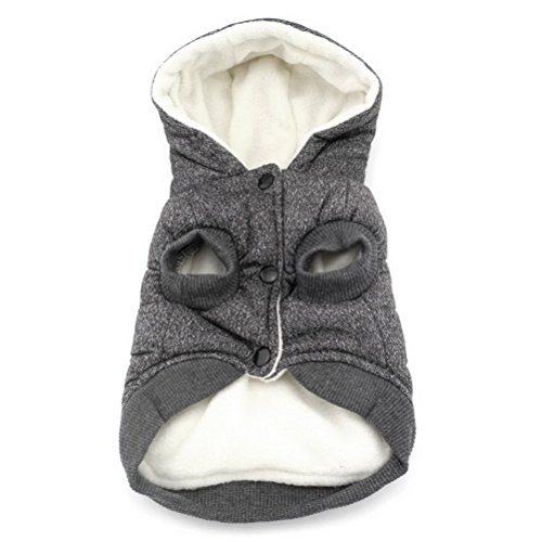 ZUNEA Chaleco de Perro pequeño Abrigo de Lana Forrada Abrigo de Invierno cálido Chaqueta de Cachorro con Capucha a Prueba de Viento Mascota de Chihuahua Ropa Ropa de Perrito Prendas de Vestir Gris S