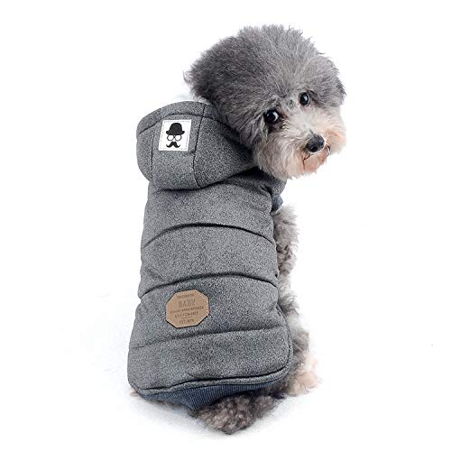ZUNEA Chaleco de Perro pequeño Abrigo de Lana Forrada Abrigo de Invierno cálido Chaqueta de Cachorro con Capucha a Prueba de Viento Mascota de Chihuahua Ropa Ropa de Perrito Prendas de Vestir Gris S