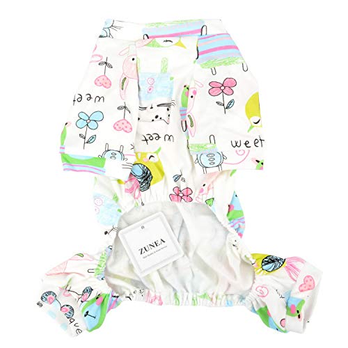 Zunea Perro pequeño Mono adorable ratón impresa flor El traje de algodón suave pijamas METRO Blanco
