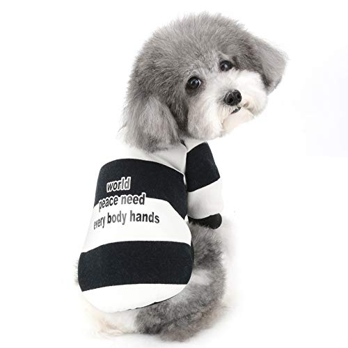 ZUNEA Sudadera para Perros Pequeños Cálido Abrigo Jersey Invierno con Rayas para Cachorros Ropa de Algodón Suave Acolchado para Mascotas Gatos Chihuahua Yorkshire Perros Niña Niño Negro L