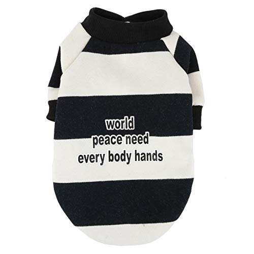 ZUNEA Sudadera para Perros Pequeños Cálido Abrigo Jersey Invierno con Rayas para Cachorros Ropa de Algodón Suave Acolchado para Mascotas Gatos Chihuahua Yorkshire Perros Niña Niño Negro L