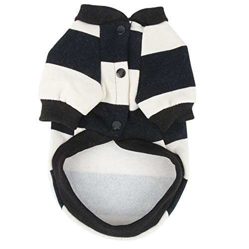 ZUNEA Sudadera para Perros Pequeños Cálido Abrigo Jersey Invierno con Rayas para Cachorros Ropa de Algodón Suave Acolchado para Mascotas Gatos Chihuahua Yorkshire Perros Niña Niño Negro L
