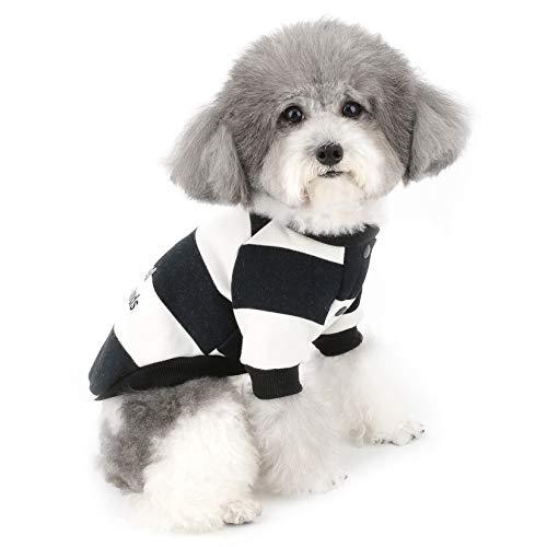 ZUNEA Sudadera para Perros Pequeños Cálido Abrigo Jersey Invierno con Rayas para Cachorros Ropa de Algodón Suave Acolchado para Mascotas Gatos Chihuahua Yorkshire Perros Niña Niño Negro L