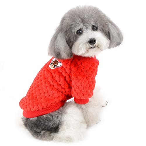 ZUNEA Suéter para Perros Pequeños Invierno Cálido Abrigo Jersey Forro Polar Muy Suave Ropa Mascotas Cachorros Clima Frío Ropa para Gatos Chihuahua Perro Niños Niñas Rojo M