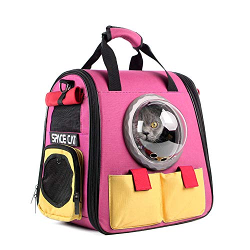 ZUOZUOZUO Bolsa De Cabina para Mascotas con Mochila para Gatos Portátil, Caja para Perros, Mochila, Jaula para Gatos con Bolsa para Gatos, Tricolor + Trébol + Ventilador Pequeño 45X26X27 Cm