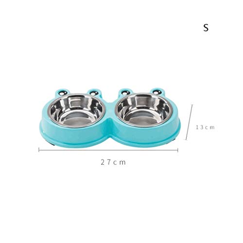 Zxb-shop El Perro del tazón de Fuente del Animal doméstico del Acero Inoxidable suministra el tazón de Fuente del alimento un Cuenco del pote Doble del Animal doméstico (Color : Pink, tamaño : XS)