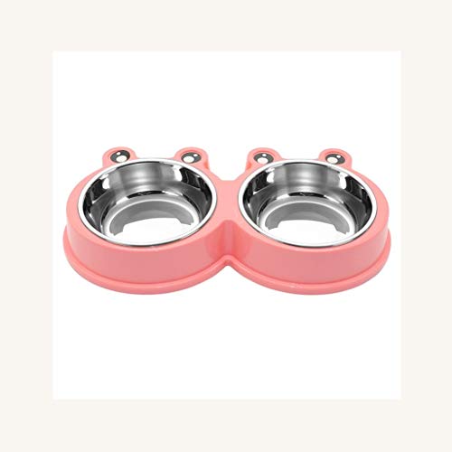 Zxb-shop El Perro del tazón de Fuente del Animal doméstico del Acero Inoxidable suministra el tazón de Fuente del alimento un Cuenco del pote Doble del Animal doméstico (Color : Pink, tamaño : XS)