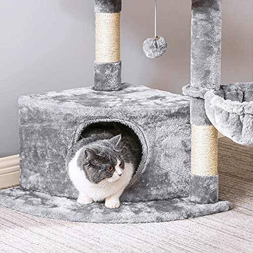 zxb-shop Tabla de rascar para Gatos Cat Tree Cat Tower Cat Tree Cat Tower Deformable Cat Apartment Sisal Grab Pole Cat Furniture Center Cat House Postes rascadores para Gatos (Color : Smoky Grey)