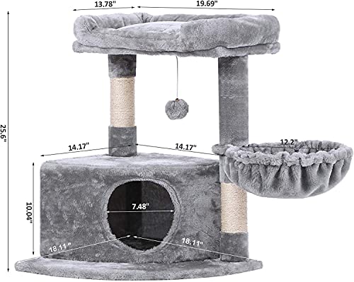 zxb-shop Tabla de rascar para Gatos Cat Tree Cat Tower Cat Tree Cat Tower Deformable Cat Apartment Sisal Grab Pole Cat Furniture Center Cat House Postes rascadores para Gatos (Color : Smoky Grey)