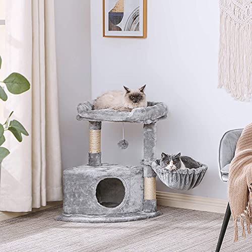 zxb-shop Tabla de rascar para Gatos Cat Tree Cat Tower Cat Tree Cat Tower Deformable Cat Apartment Sisal Grab Pole Cat Furniture Center Cat House Postes rascadores para Gatos (Color : Smoky Grey)