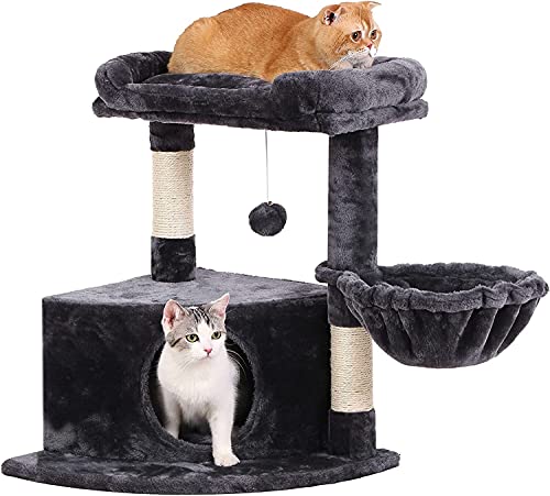 zxb-shop Tabla de rascar para Gatos Cat Tree Cat Tower Cat Tree Cat Tower Deformable Cat Apartment Sisal Grab Pole Cat Furniture Center Cat House Postes rascadores para Gatos (Color : Smoky Grey)