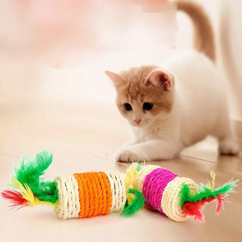 ZYCX Juguete de Mimbre para Gatos, Cuerda de sisal interactiva, Juguete Vocal Resistente a los arañazos
