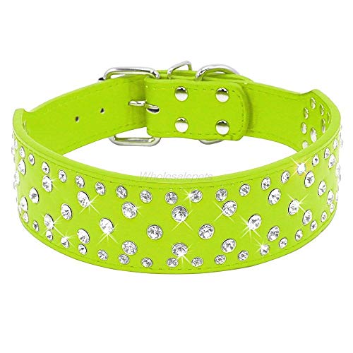 ZYYC Collares de Cuero con Diamantes de imitación para Perros Grandes Collares de Mascotas con Tachuelas de Diamantes de Cristal Brillante para Perros medianos a Grandes Pitbull Pink-Black_M