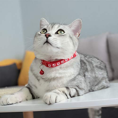 12 Piezas Collar Gato Ajustable Reflectante, Collar de Gato con Campana, Collares para Gatos con Hebilla Seguro de Liberación Rápida, Vistoso Collares para Gatos para Gatitos Perros Pequeños