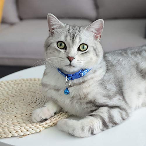 12 Piezas Collar Gato Ajustable Reflectante, Collar de Gato con Campana, Collares para Gatos con Hebilla Seguro de Liberación Rápida, Vistoso Collares para Gatos para Gatitos Perros Pequeños