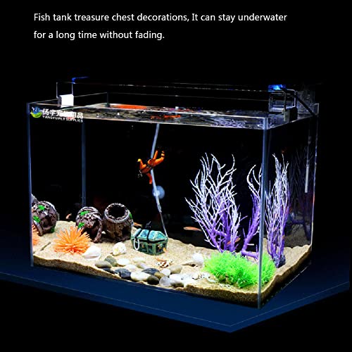 2 uds adorno de acuario de acción, buzo de cofre del tesoro submarino del tanque de peces, plástico ligero/resistente al color/fácil de instalar, para decorar la oficina de la tienda del hogar