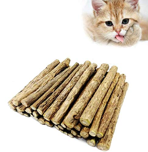 30 palitos de gato de la hierba gatera, matatabi natural orgánico (vid plateada) golosinas dentales dientes molienda masticar palos juguetes para gato gatito gatito