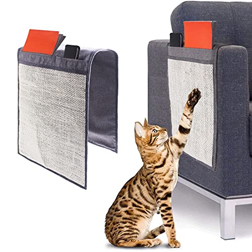 Actualizar Sisal Gato Que Rasguña Mat Sofá Apoyabrazos Gato Rascador con 2 Bolsillos De Sisal Mat Muebles Protector del Gato del Gato De Juguete De Molienda para La Cubierta del Cojín del